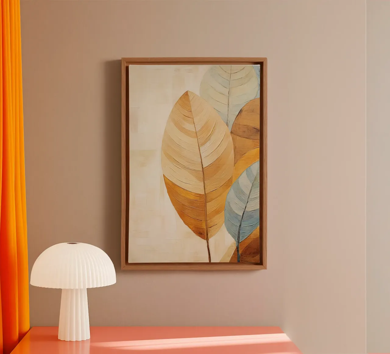 Abstract blad canvas met Baklijst van Imagine