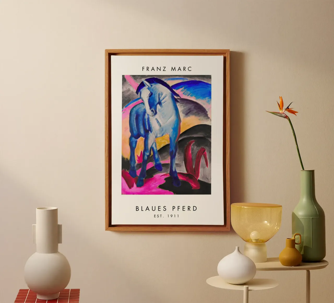 Franz Marc - Blaues Pferd tela con Cornice a cassetta da Second Canvas
