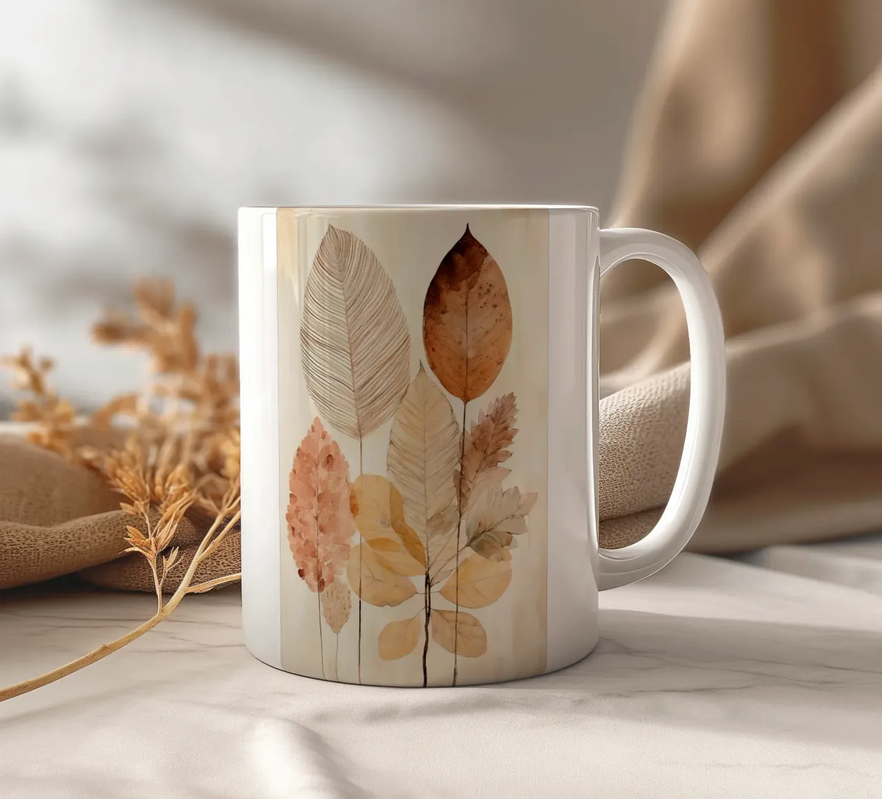 Piume astratte nei colori della sabbia tazza in ceramica da Imagine