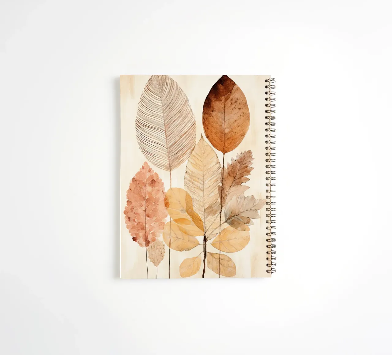 Feathers abstract in sand colours spiral notebook by Imagine