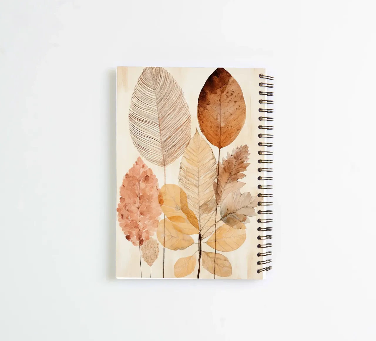 Feathers abstract in sand colours spiral notebook by Imagine