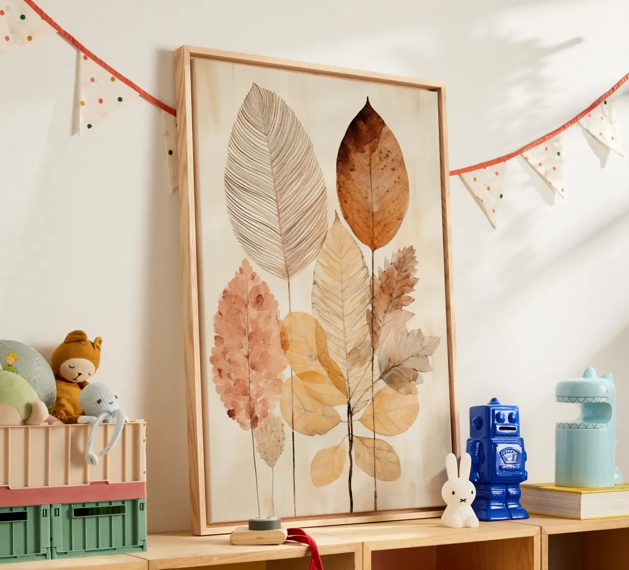 Feathers abstract in sand colours canvas by Imagine