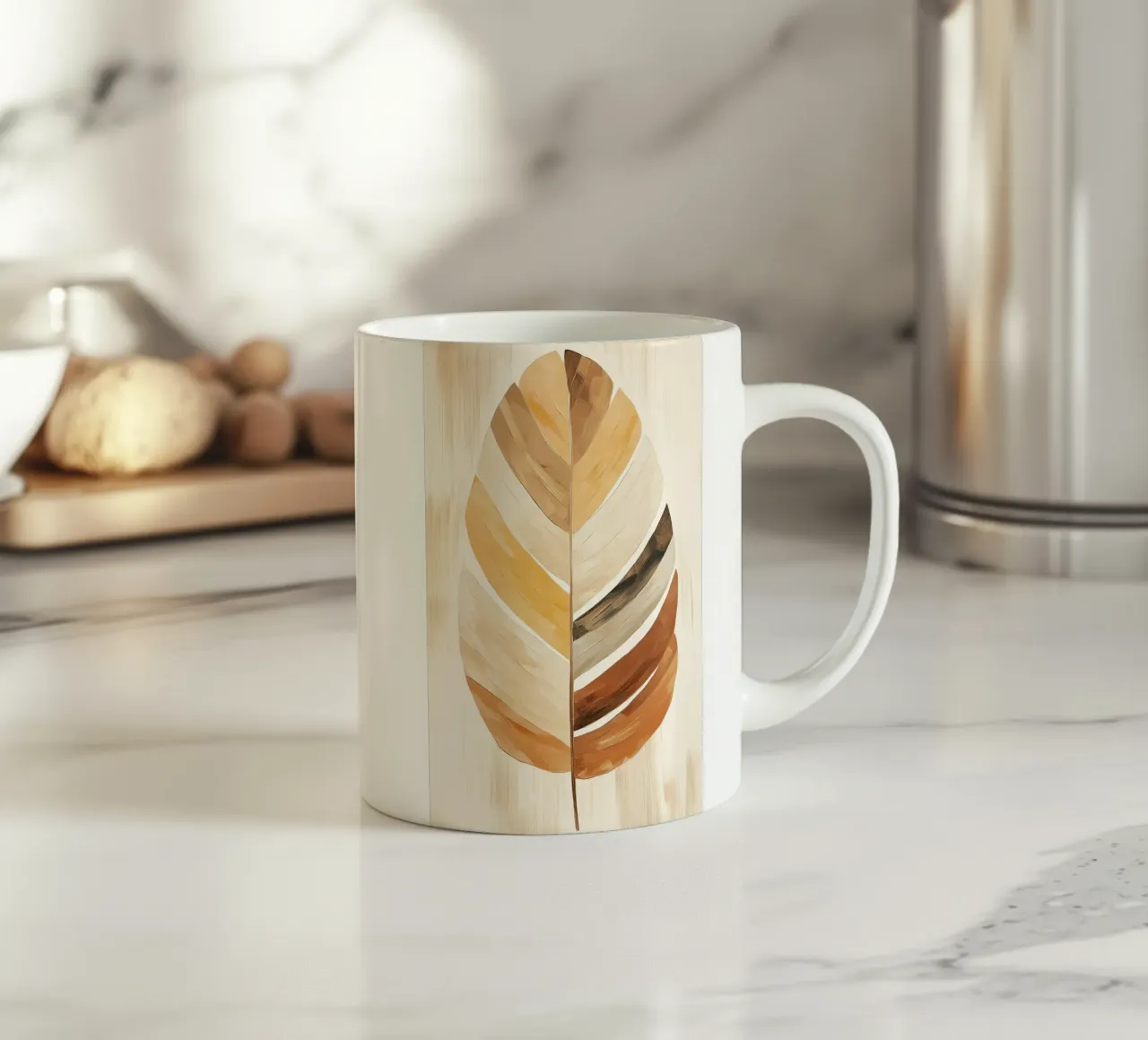 Piume astratte nei colori della sabbia tazza in ceramica da Imagine