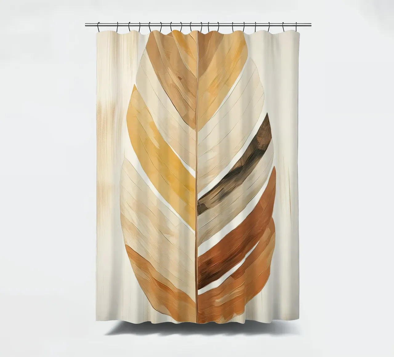 Feathers abstract in sand colours shower curtain by Imagine