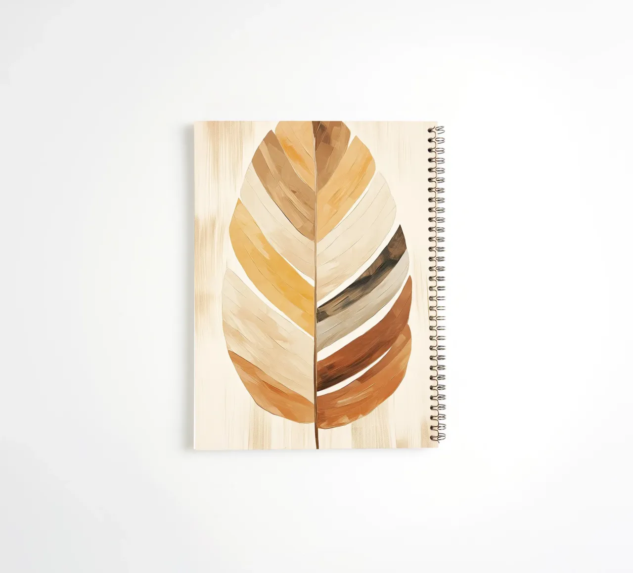 Feathers abstract in sand colours spiral notebook by Imagine