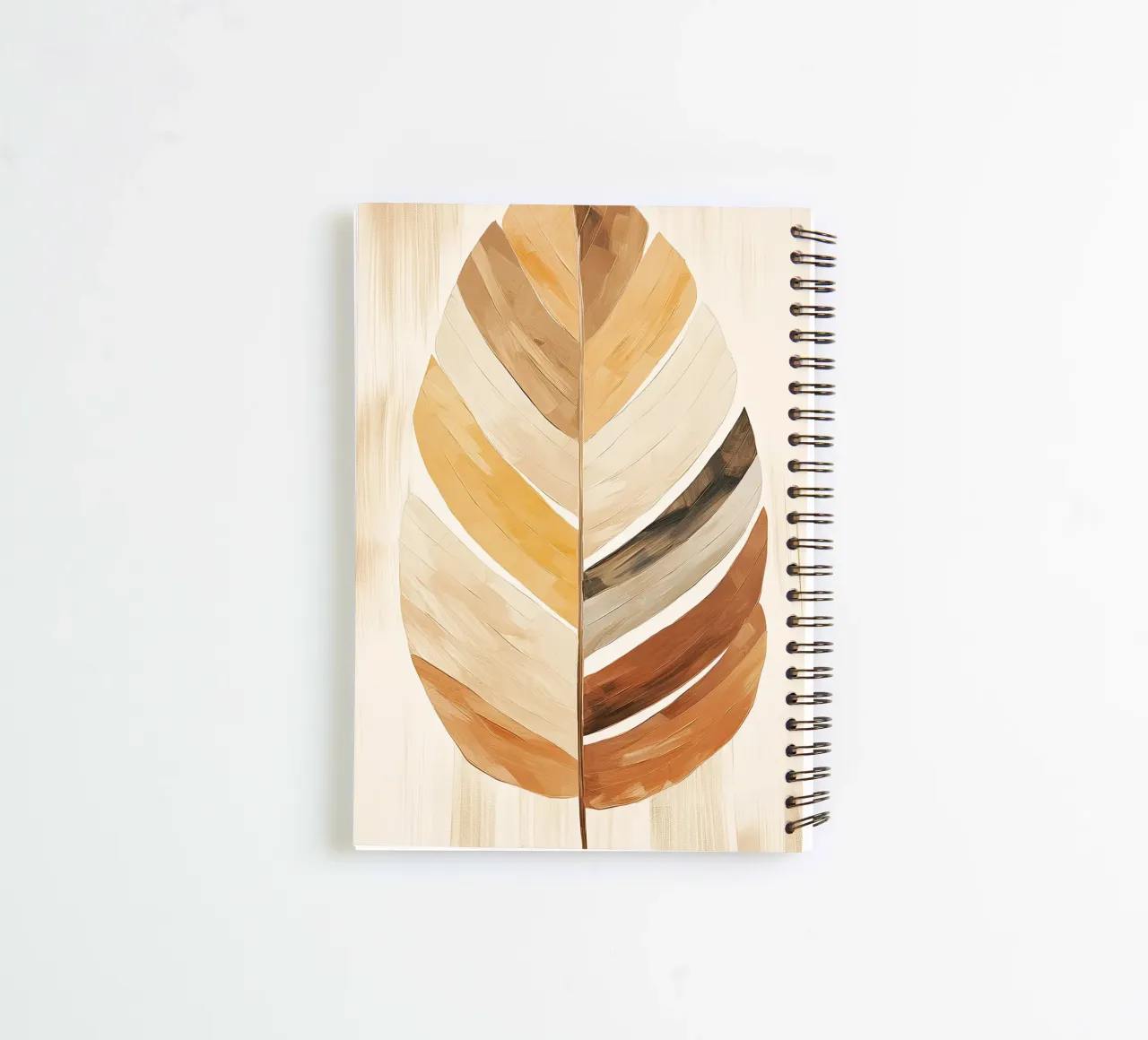 Feathers abstract in sand colours spiral notebook by Imagine