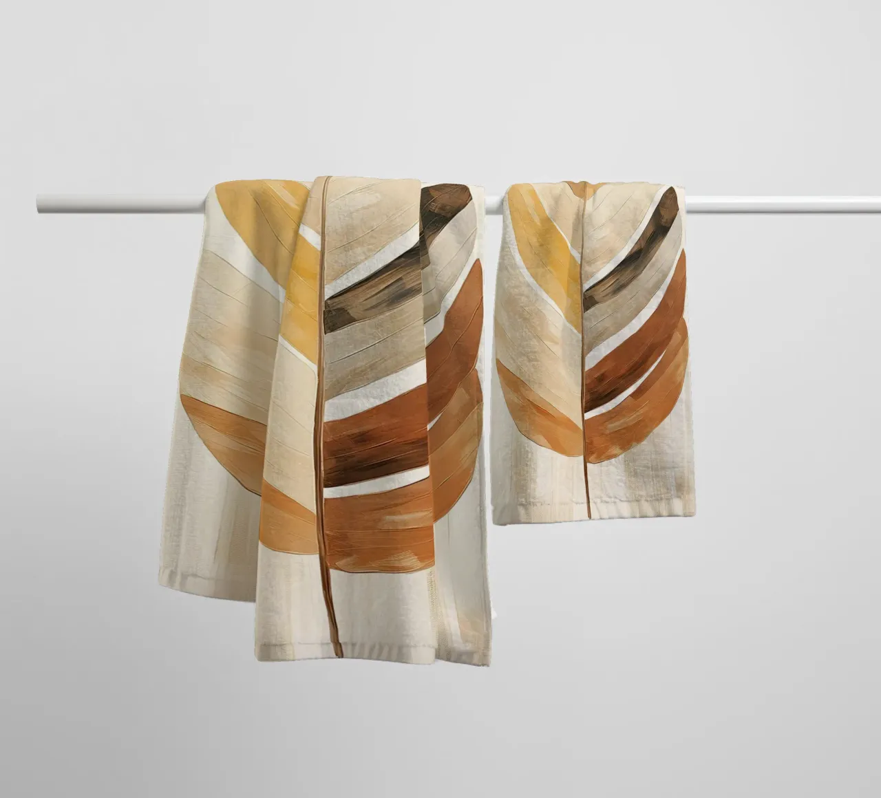 Feathers abstract in sand colours towel by Imagine