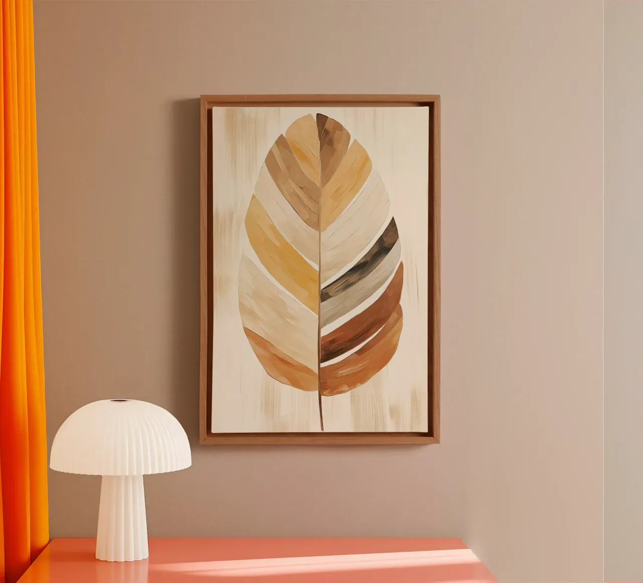 Feathers abstract in sand colours canvas by Imagine