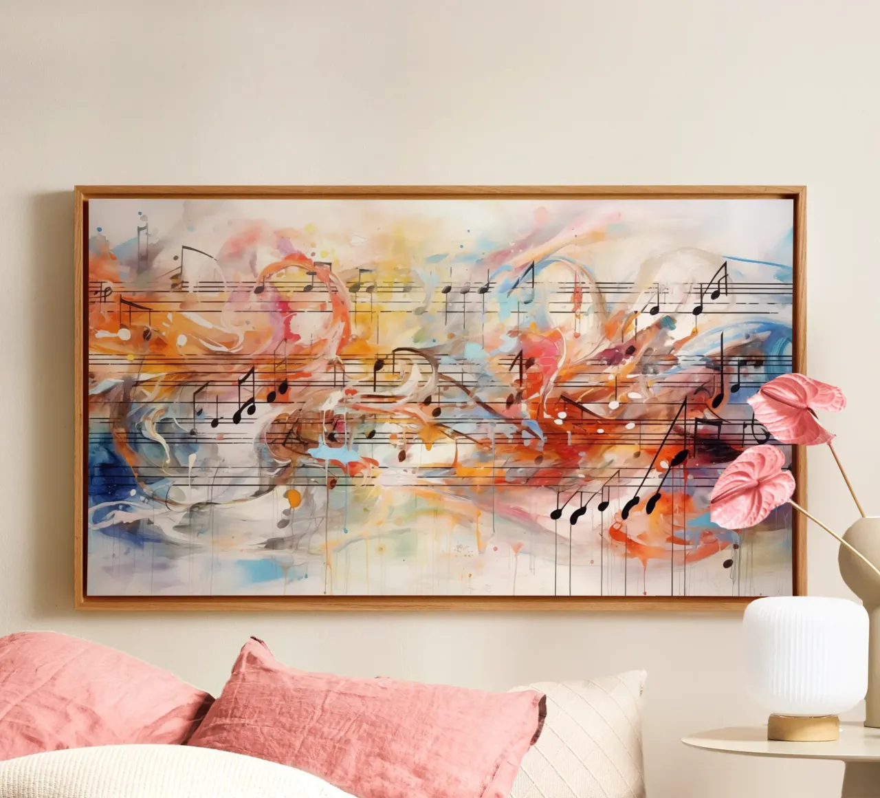 Note musicali tela con Cornice a cassetta da Imagine