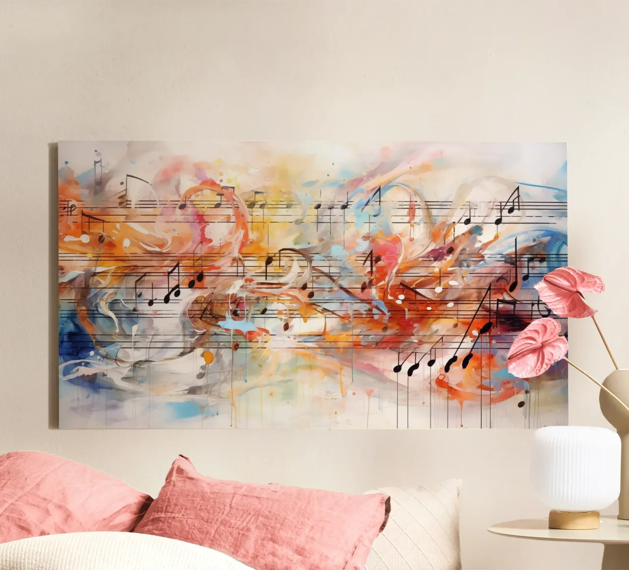Note musicali tela con Cornice a cassetta da Imagine