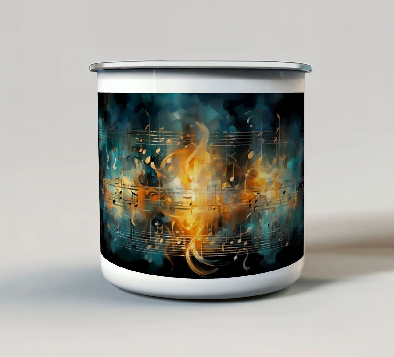 Music notebook abstract enamel mug by Imagine