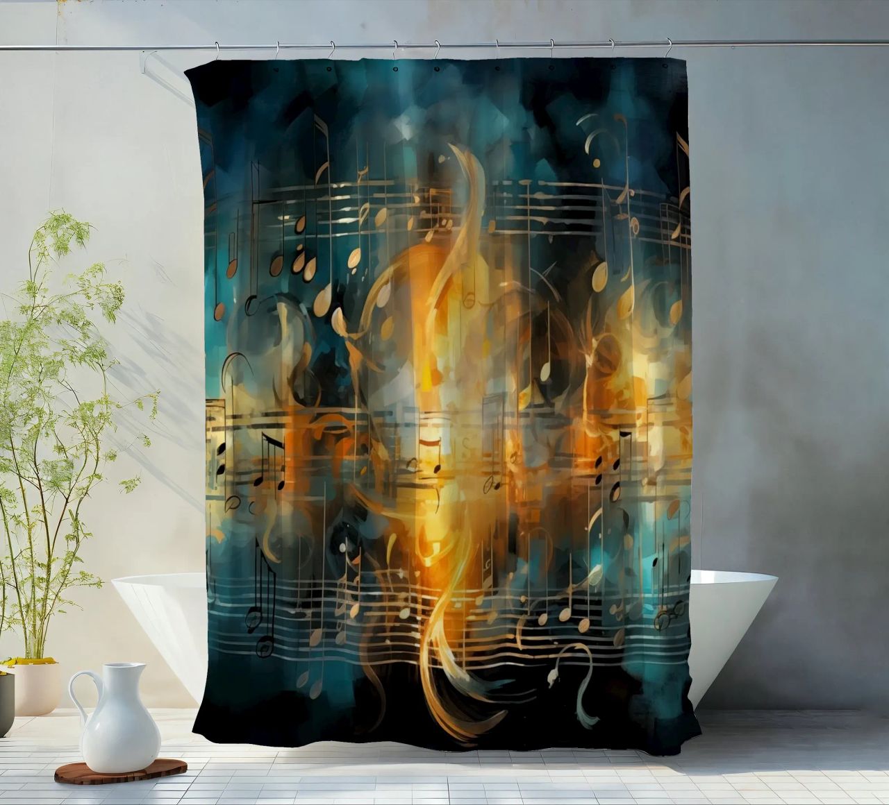 Taccuino musicale astratto tenda da doccia da Imagine