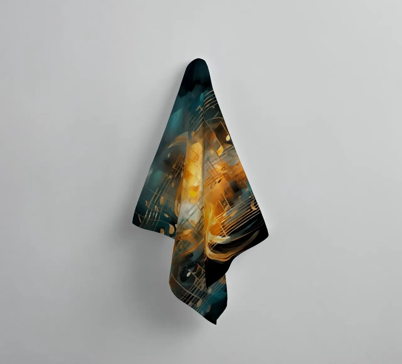Muziekschrift abstract badhanddoek van Imagine