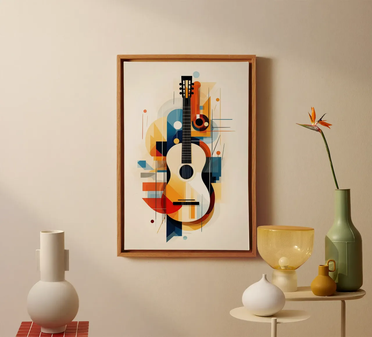 Gitaar abstract canvas met Baklijst van Imagine