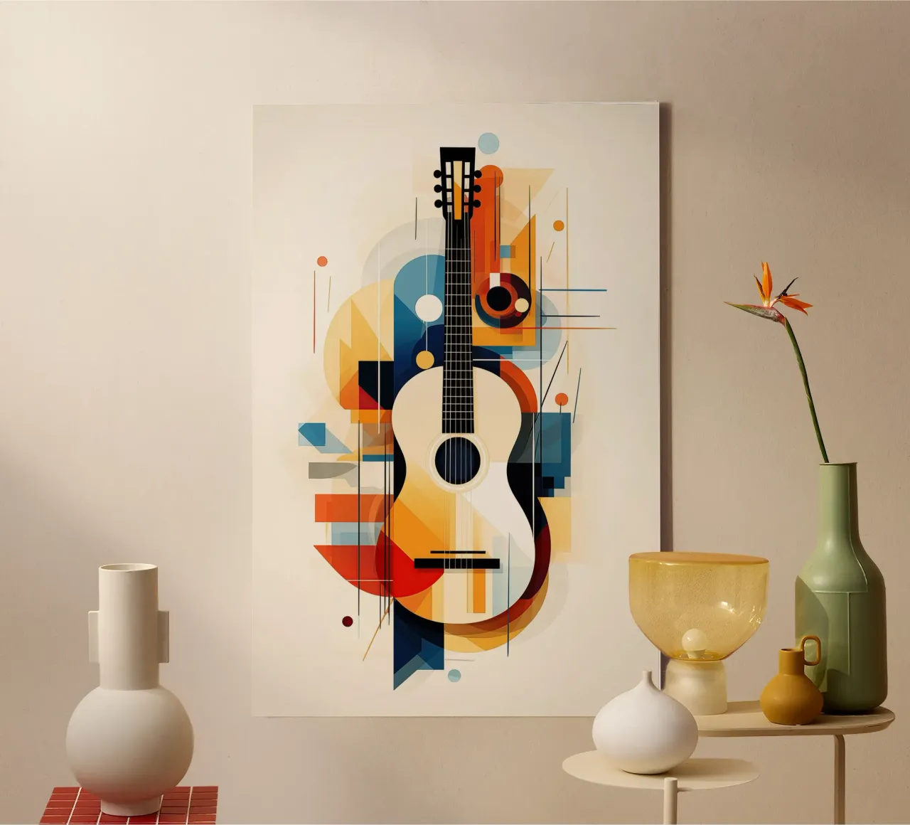 Gitaar abstract canvas met Baklijst van Imagine