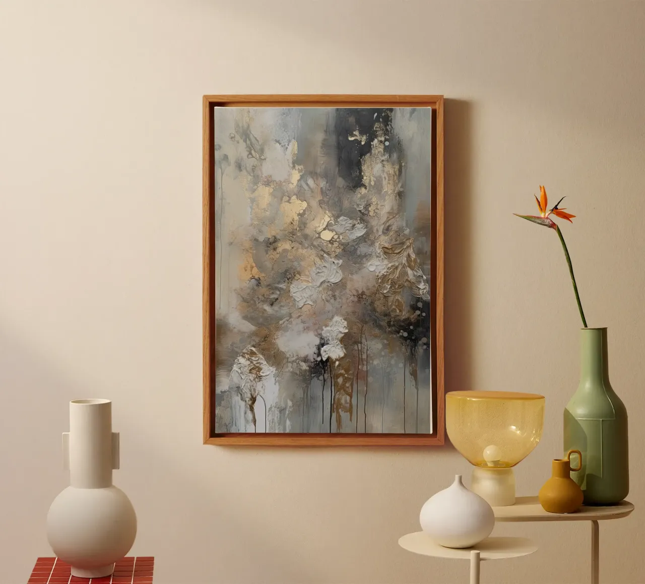 Abstracte reliëf canvas met Baklijst van Imagine