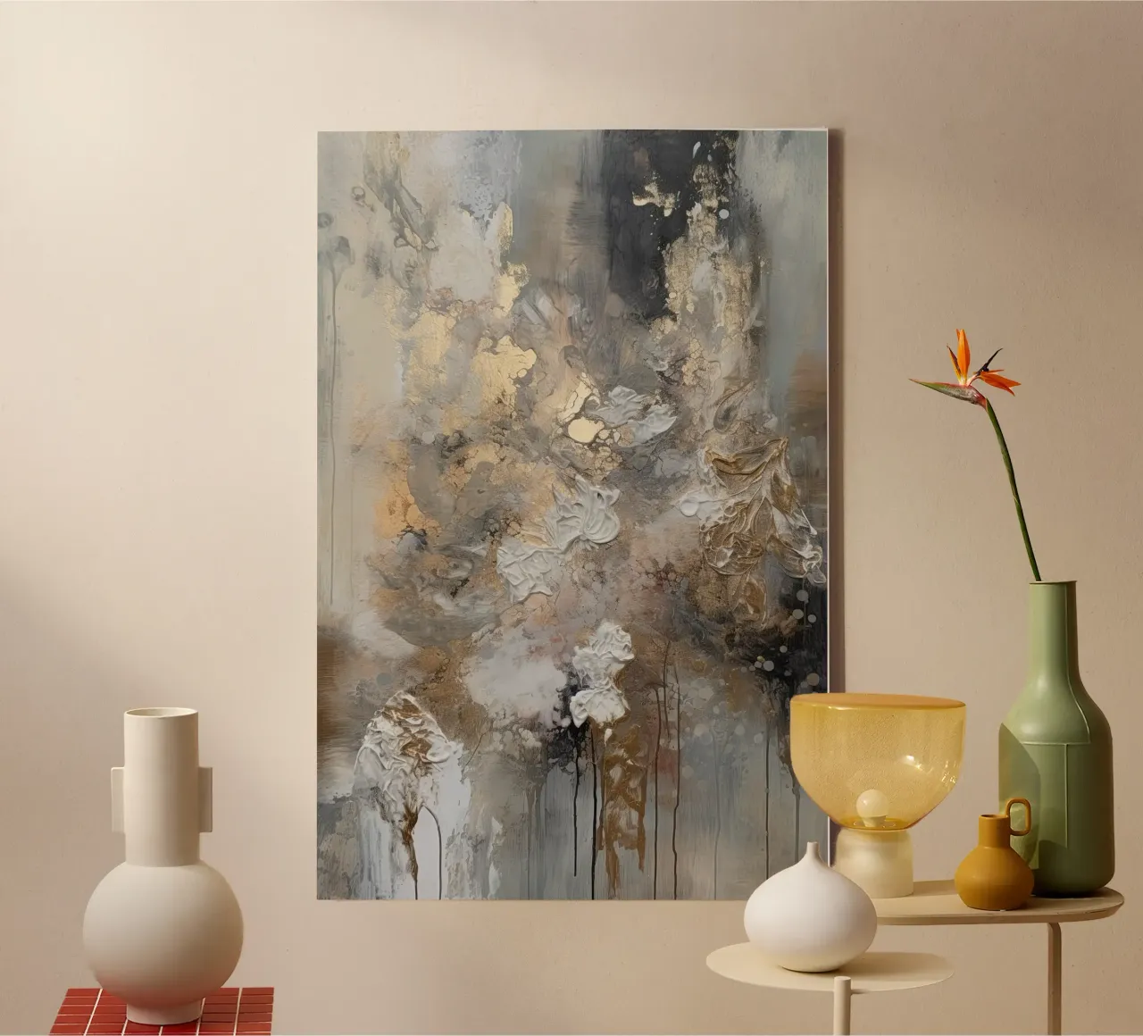 Abstracte reliëf canvas met Baklijst van Imagine