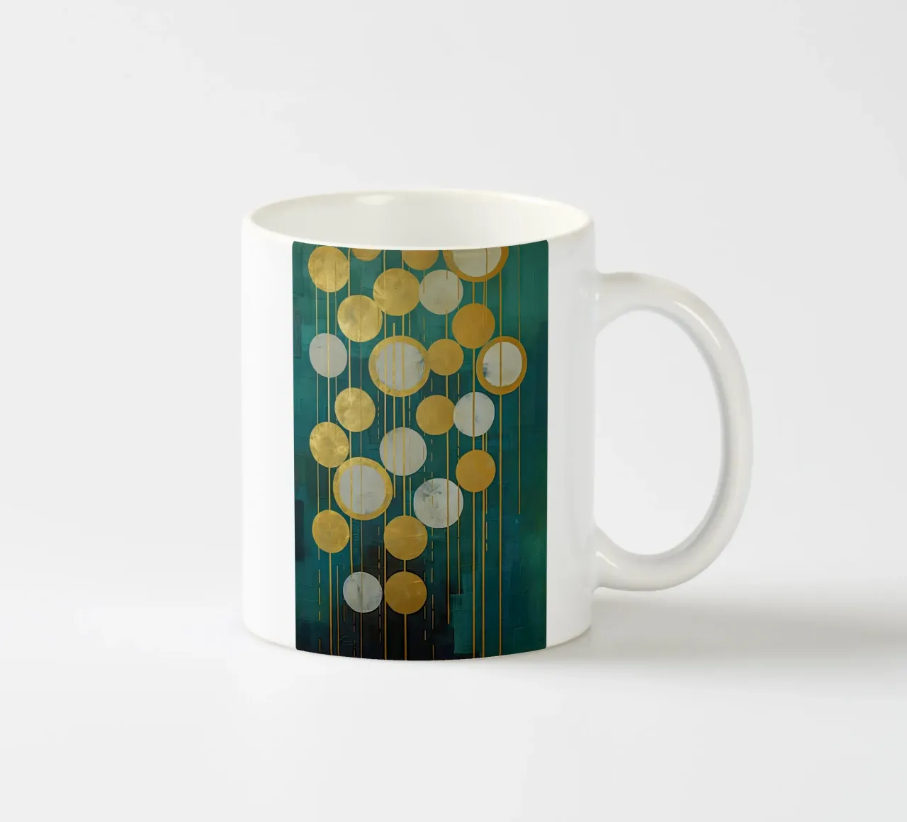 Gouden cirkels, abstract keramische mok van Imagine