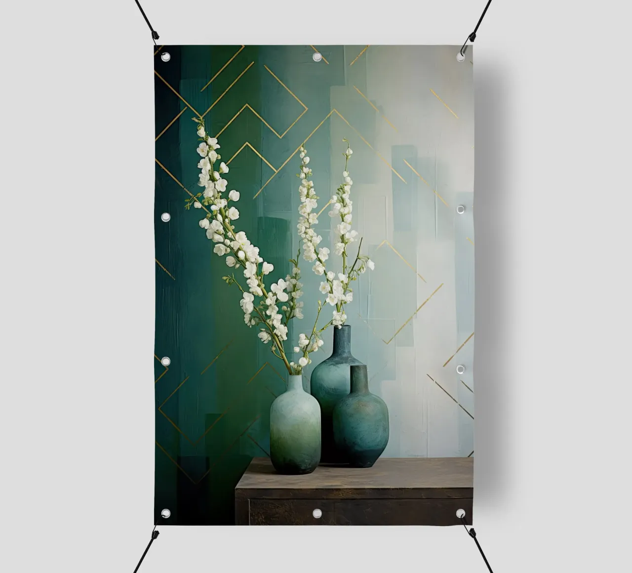 Natura morta e colori verdi telo in pvc da Imagine