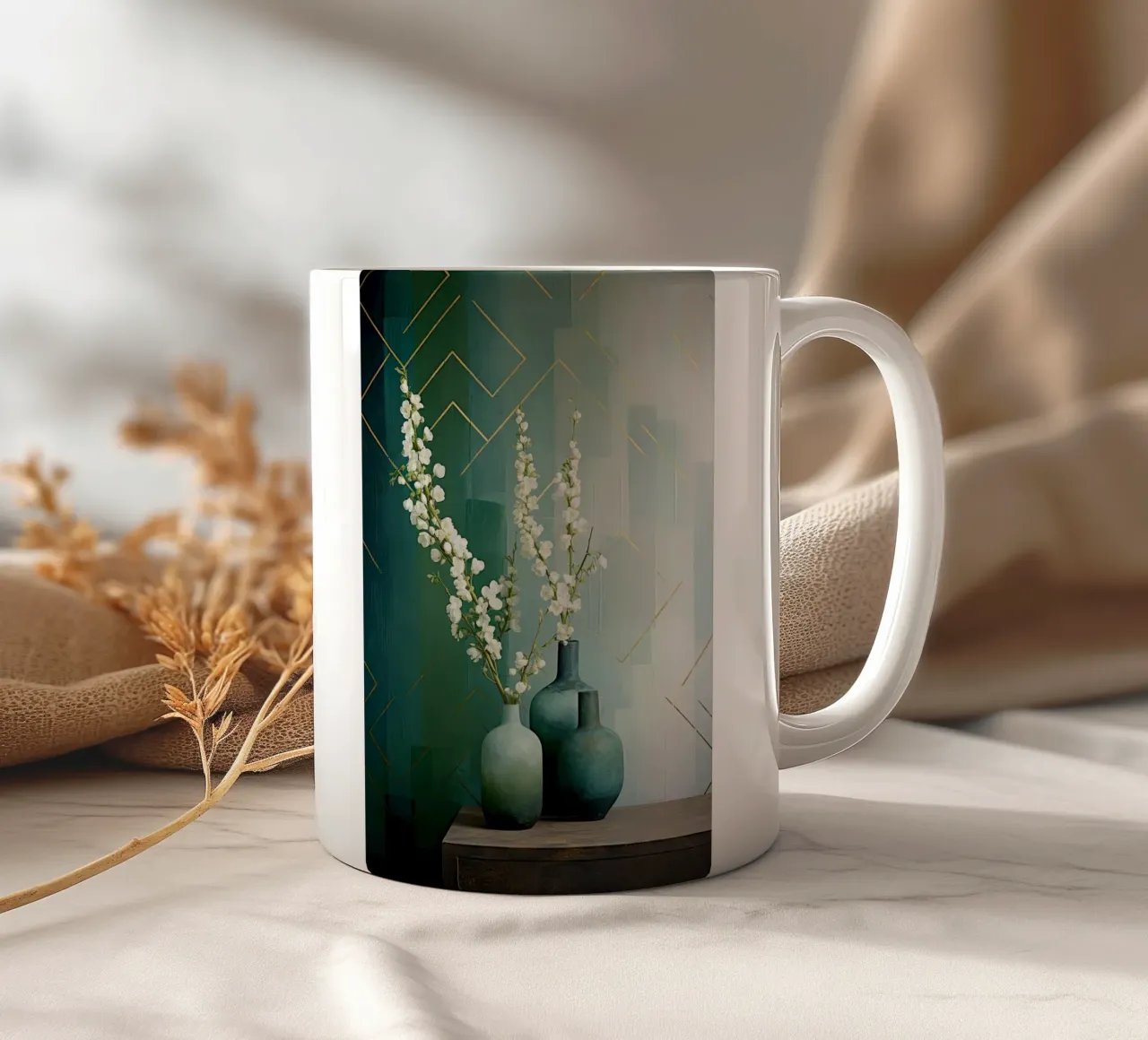 Natura morta e colori verdi tazza in ceramica da Imagine