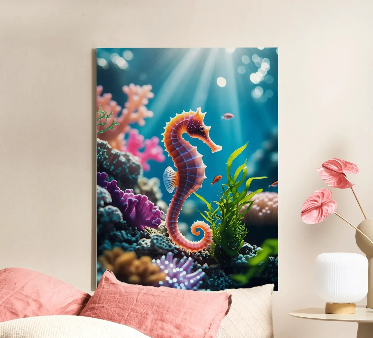 🪸🐠 Zeepaardje | Zwevende Droom (1) canvas met Baklijst van Trinkets NL Design Studio
