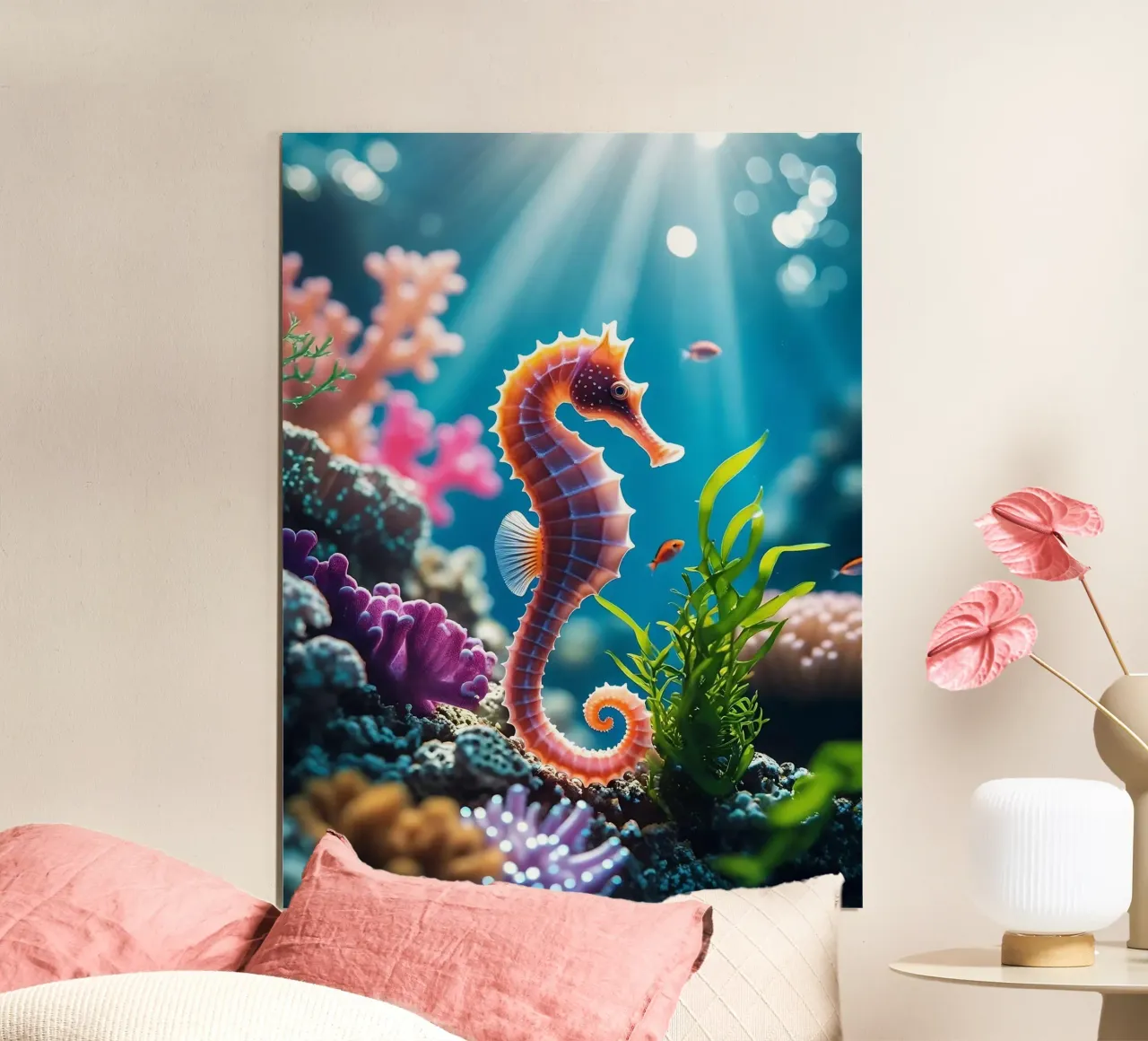 🪸🐠 Cavalluccio marino | Sogno galleggiante (1) poster con telaio in legno da Trinkets NL Design Studio