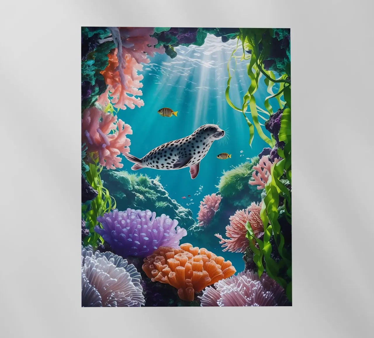 🪸🦭 Foca maculata | Paesaggio onirico di una foca (1) pellicola backlit da Trinkets NL Design Studio