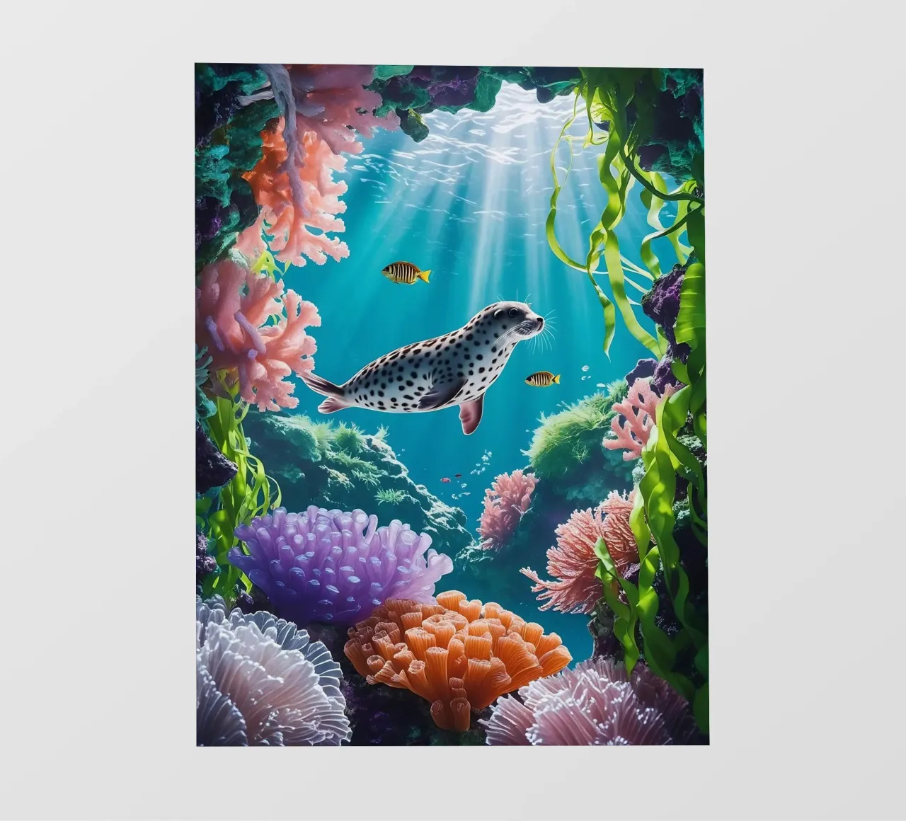 🪸🦭 Foca maculata | Paesaggio onirico di una foca (1) pellicola backlit da Trinkets NL Design Studio