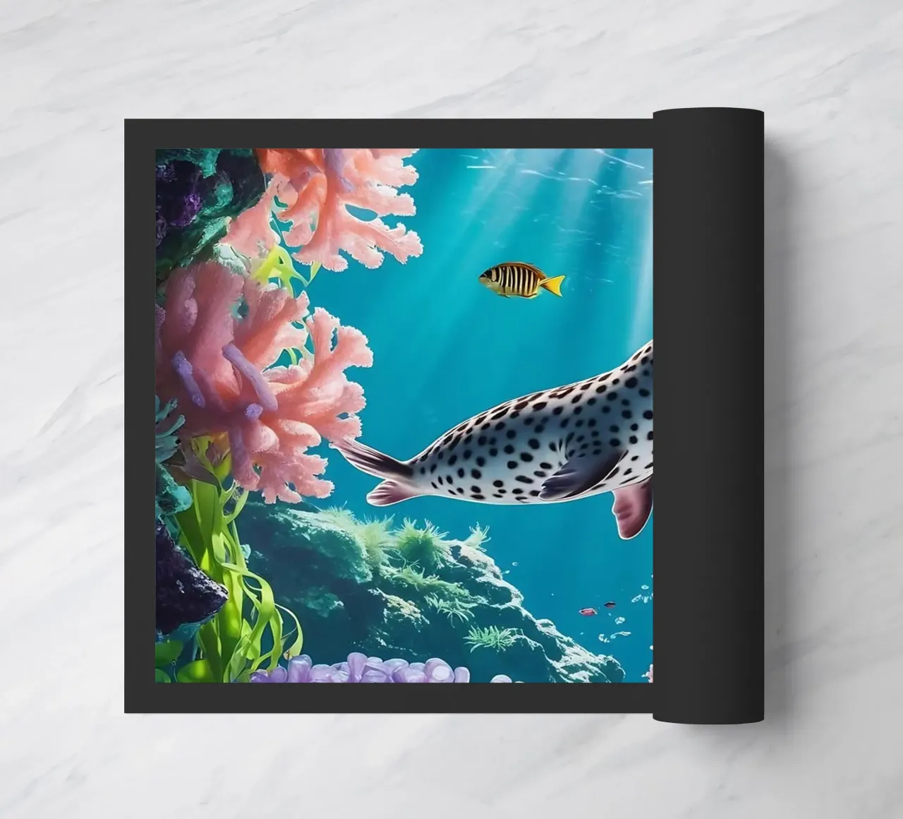 🪸🦭 Foca maculata | Paesaggio onirico di una foca (1) zerbino da Trinkets NL Design Studio