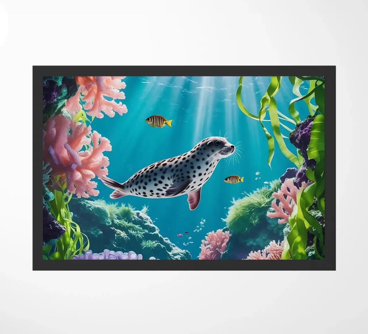 Foca maculata | Paesaggio onirico di una foca (1) zerbino da Trinkets NL Design Studio