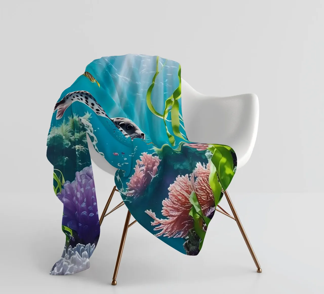 Foca maculata | Paesaggio onirico di una foca (1) coperta in pile da Trinkets NL Design Studio