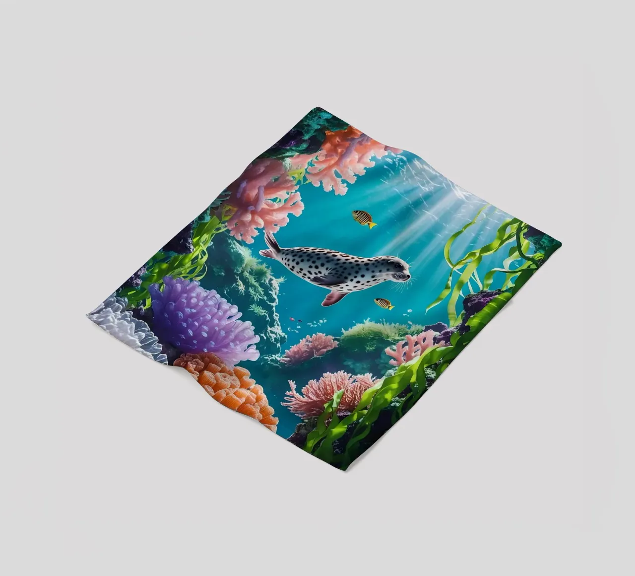 Foca maculata | Paesaggio onirico di una foca (1) coperta in pile da Trinkets NL Design Studio