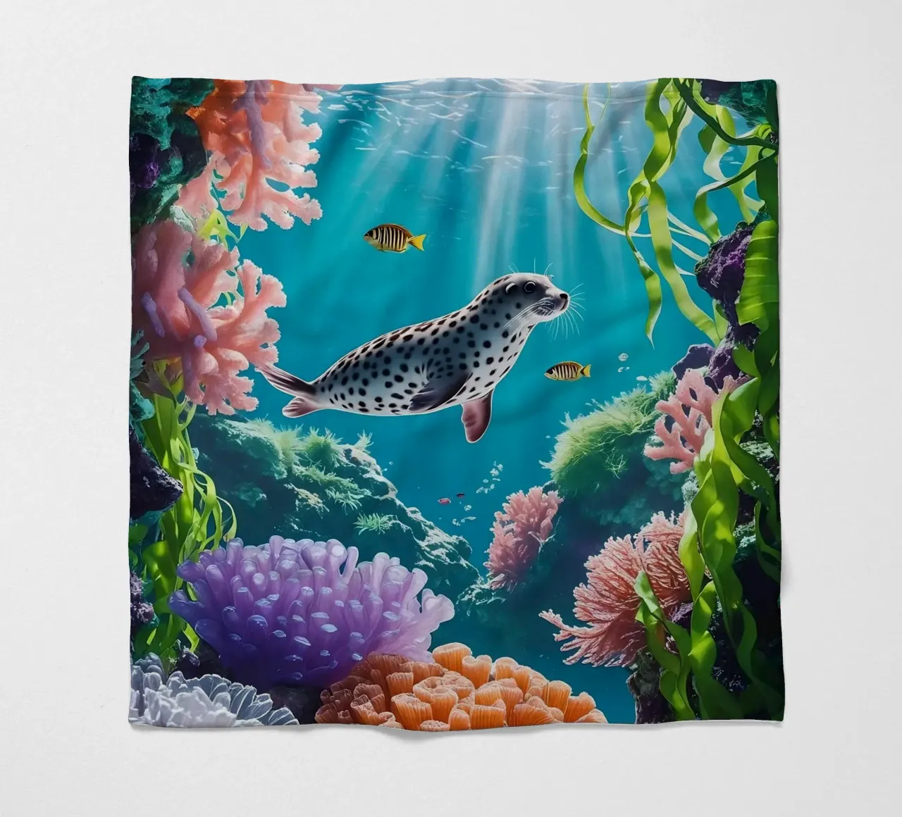 Foca maculata | Paesaggio onirico di una foca (1) coperta in pile da Trinkets NL Design Studio