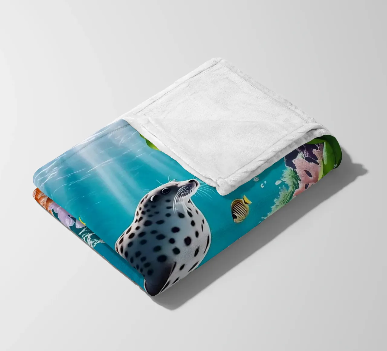 Foca maculata | Paesaggio onirico di una foca (1) coperta in pile da Trinkets NL Design Studio