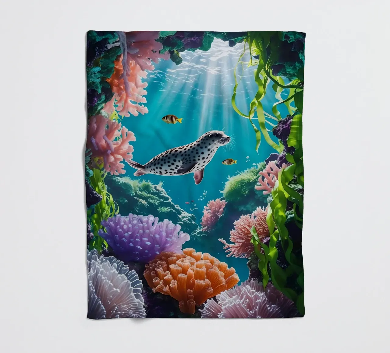 Foca maculata | Paesaggio onirico di una foca (1) coperta in pile da Trinkets NL Design Studio