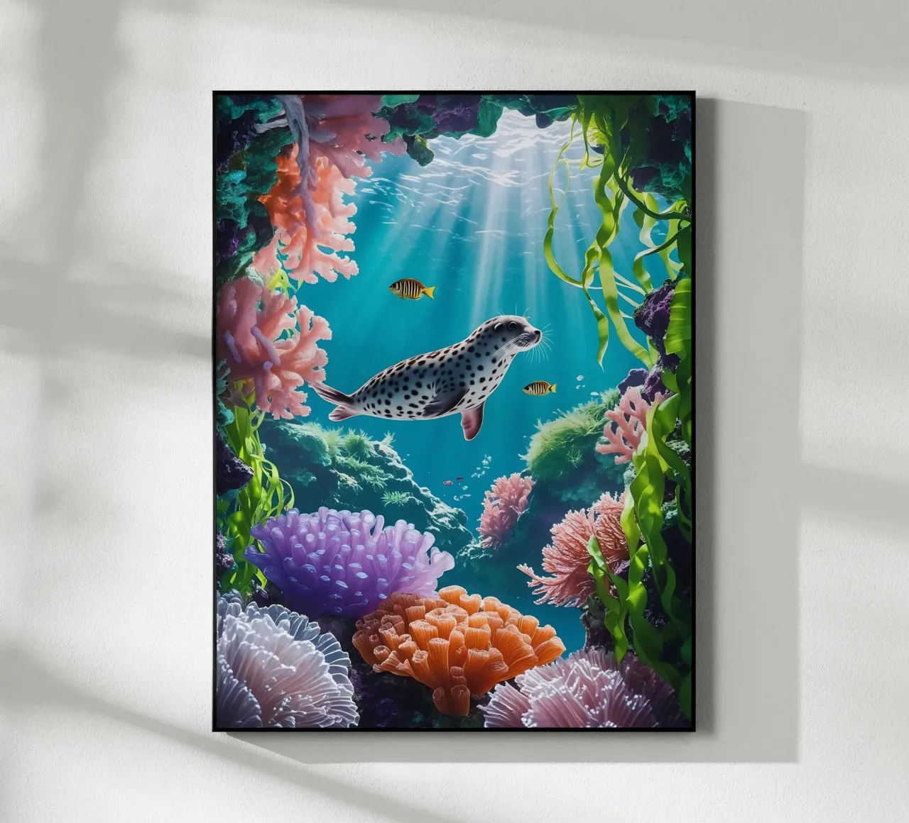 Foca maculata | Paesaggio onirico di una foca (1) plexiglass da Trinkets NL Design Studio