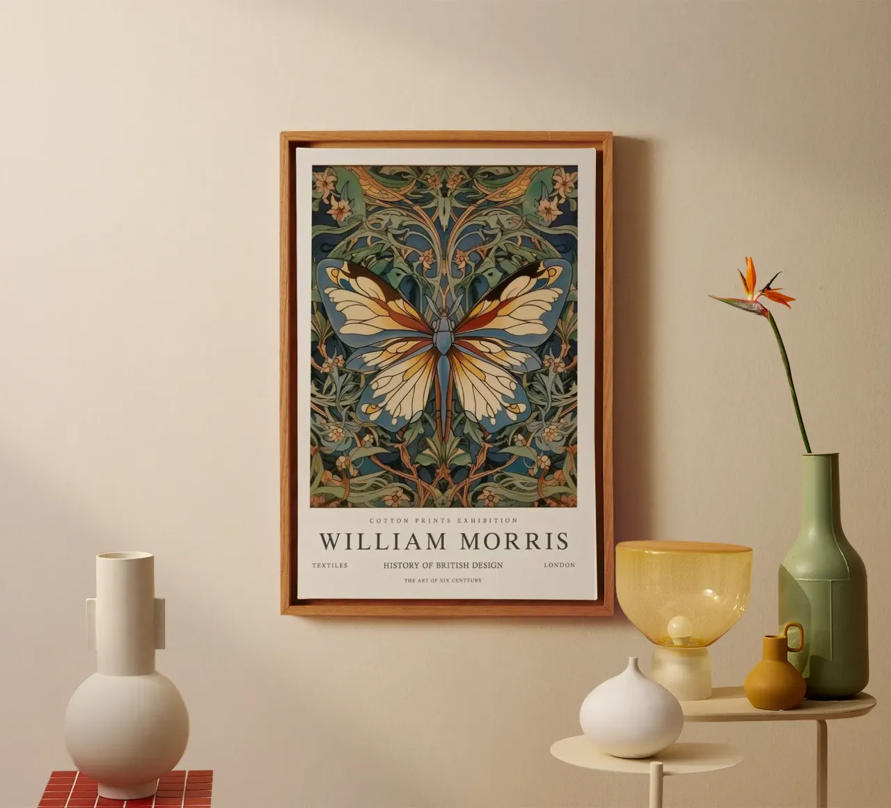 farfalla intricata design william morris tela con Cornice a cassetta da komo store