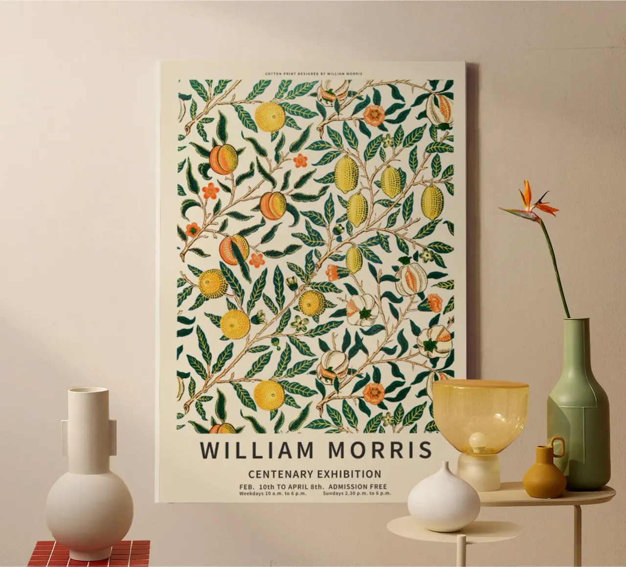 zitrone fruchtbar william morris Leinwand mit Schattenfugenrahmen von komo store