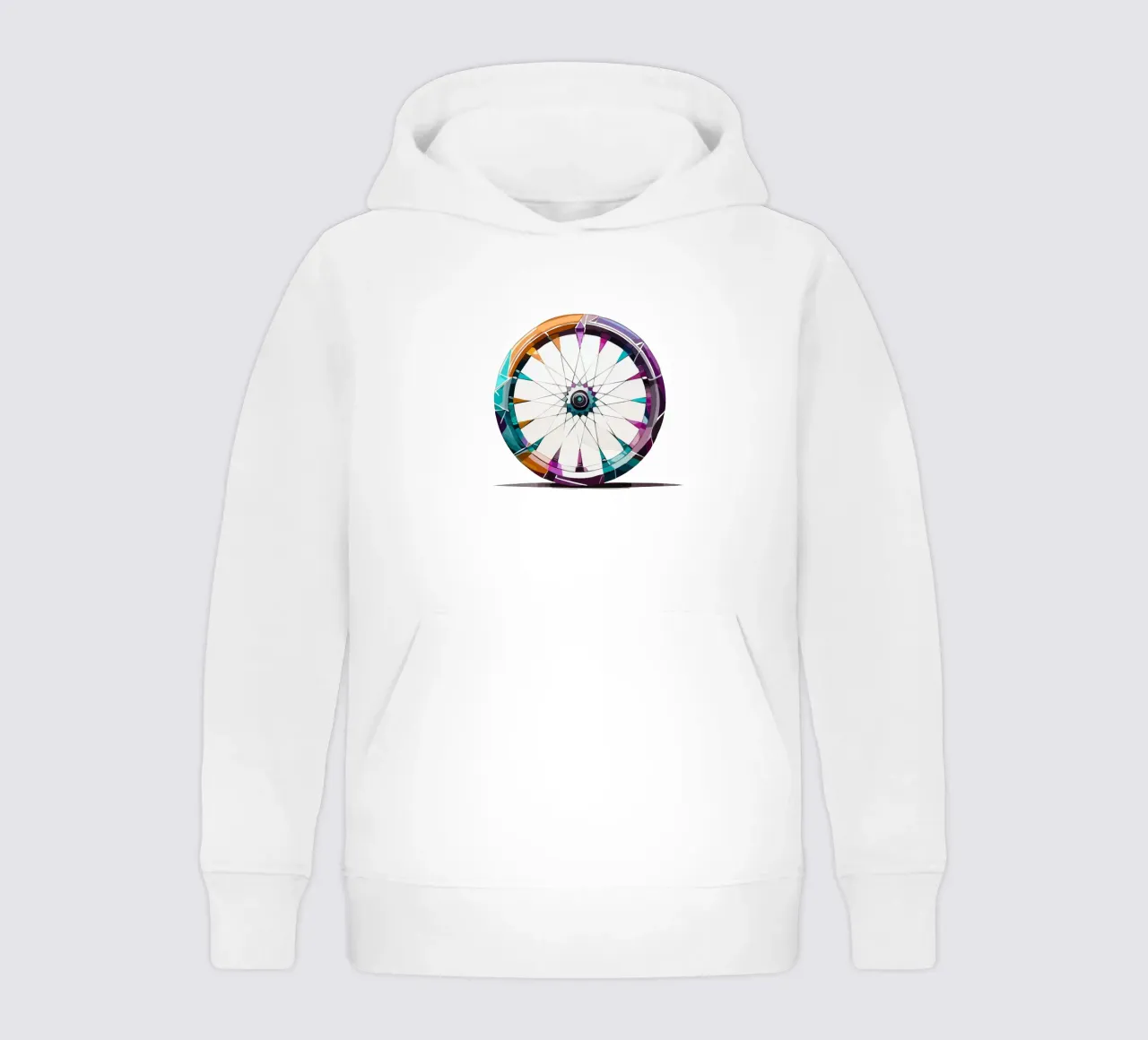 Stylish front wheel of a racing bike - Geometric & Polygonal kids hoodie by Radkunstwerk