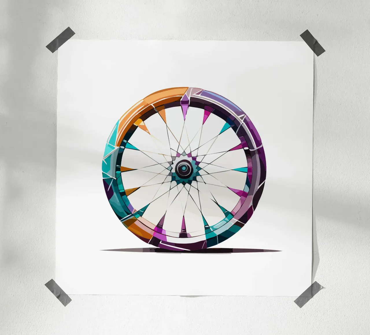 Roue avant stylée d'un vélo de course - Géométrique & Polygonale hahnemühle de Radkunstwerk