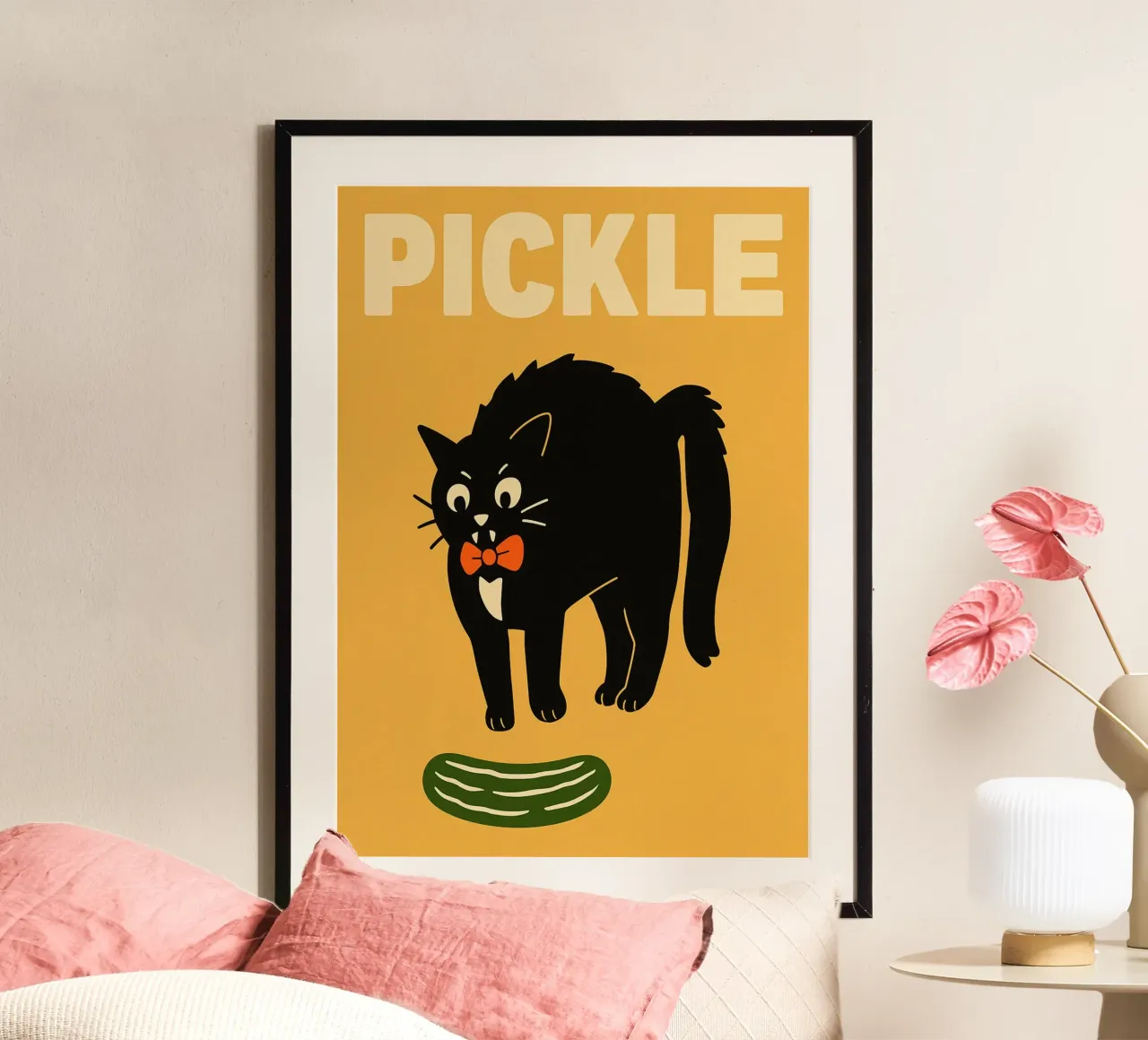 Gatto Nero Sottaceto poster con telaio in alluminio da Rawdenox