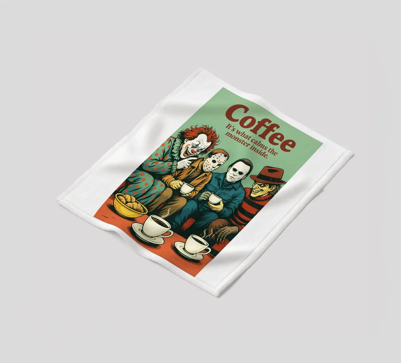 Coffe its what calm the monster inside fleece blanket by Rawdenox