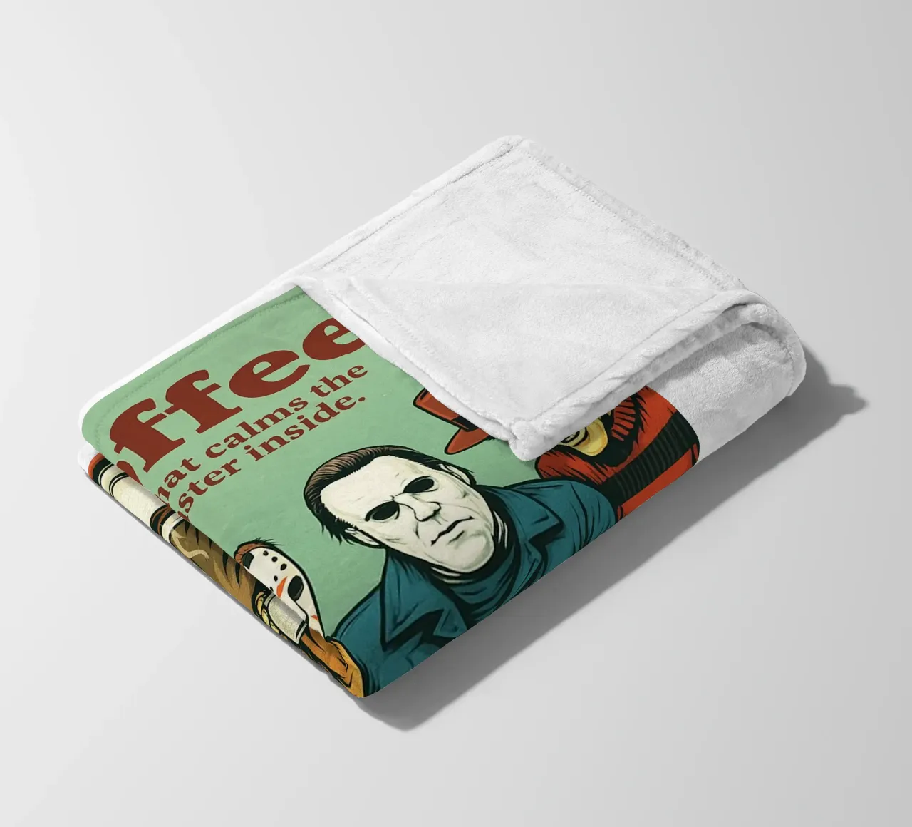 Coffe its what calm the monster inside fleece blanket by Rawdenox