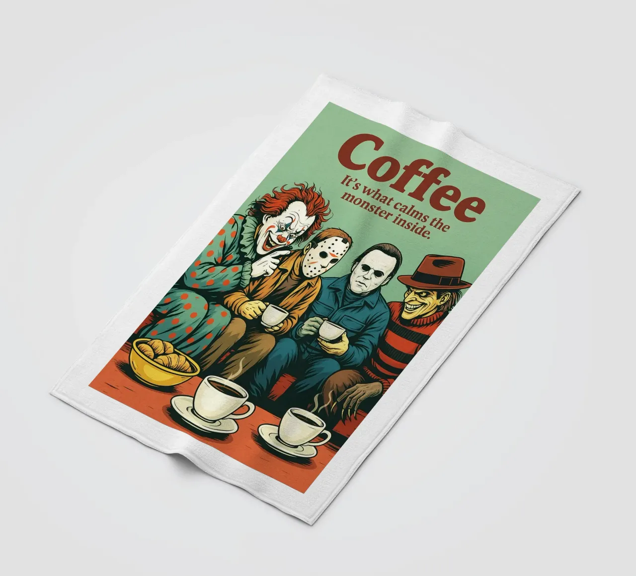 Coffe its what calm the monster inside fleece blanket by Rawdenox