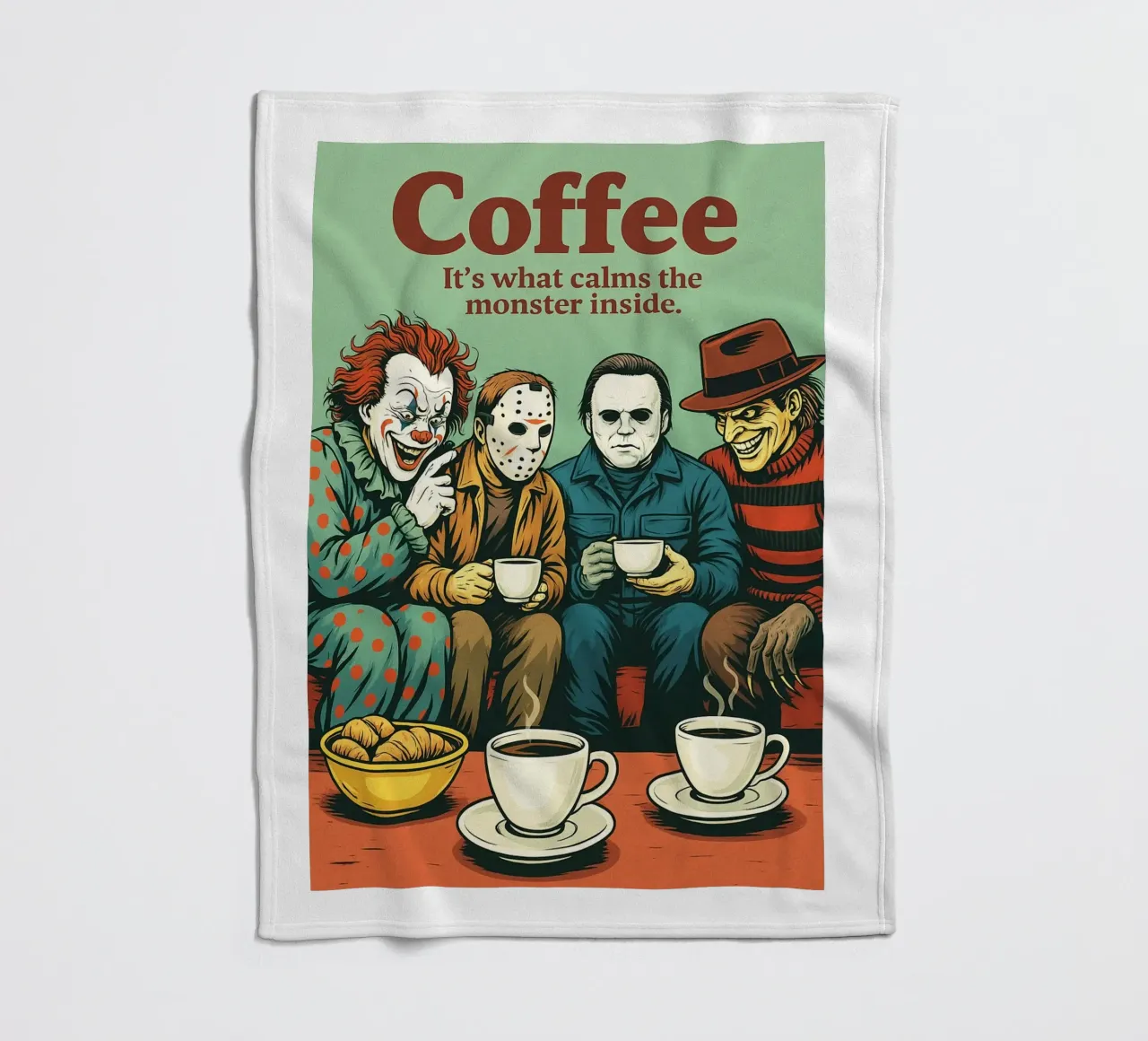 Coffe its what calm the monster inside fleece blanket by Rawdenox