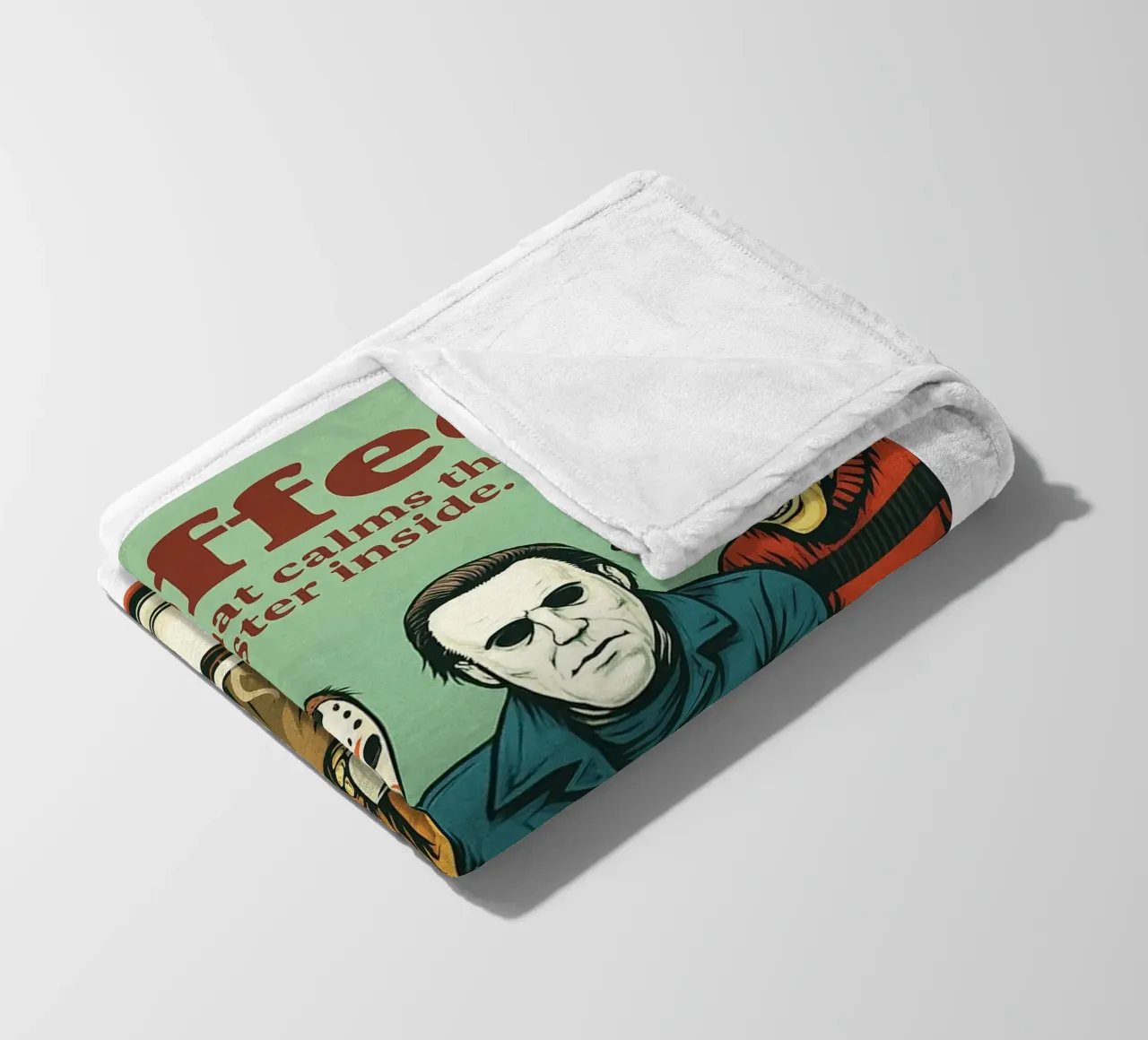 Coffe its what calm the monster inside fleece blanket by Rawdenox