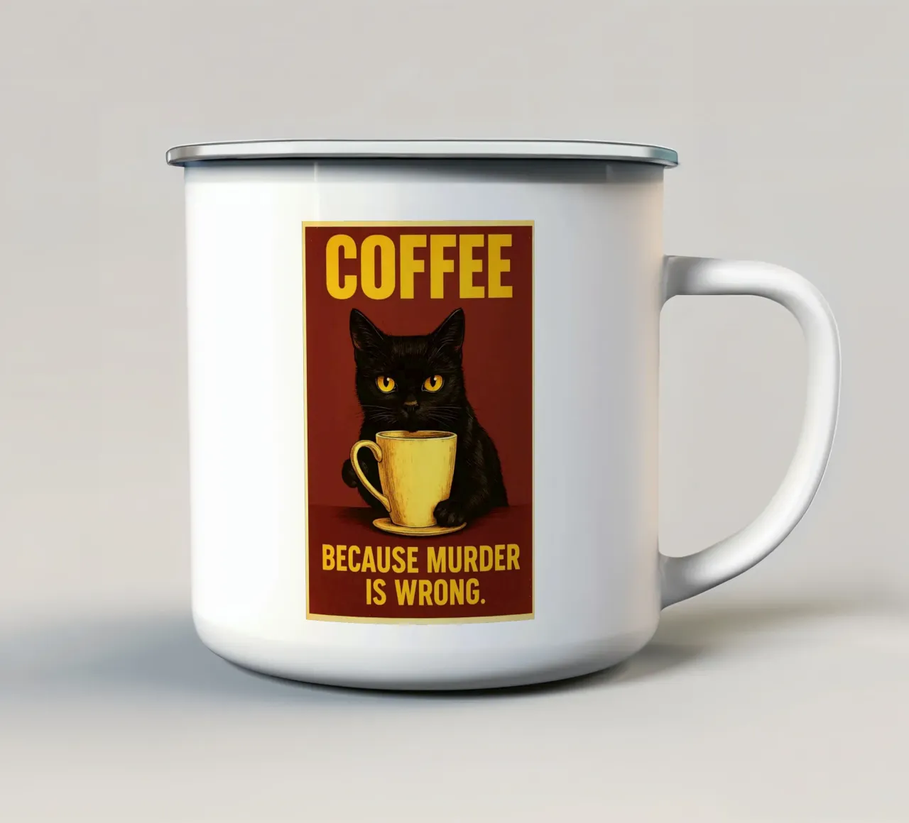 Caffè perché l'omicidio è sbagliato gatto tazza in smalto da Rawdenox