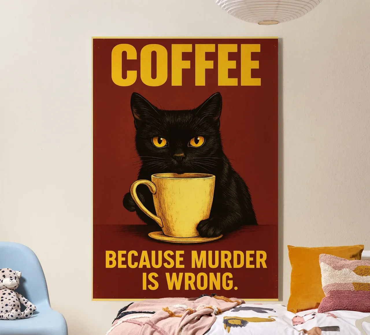 Coffee because murder is wrong cat acrylic glass by Rawdenox