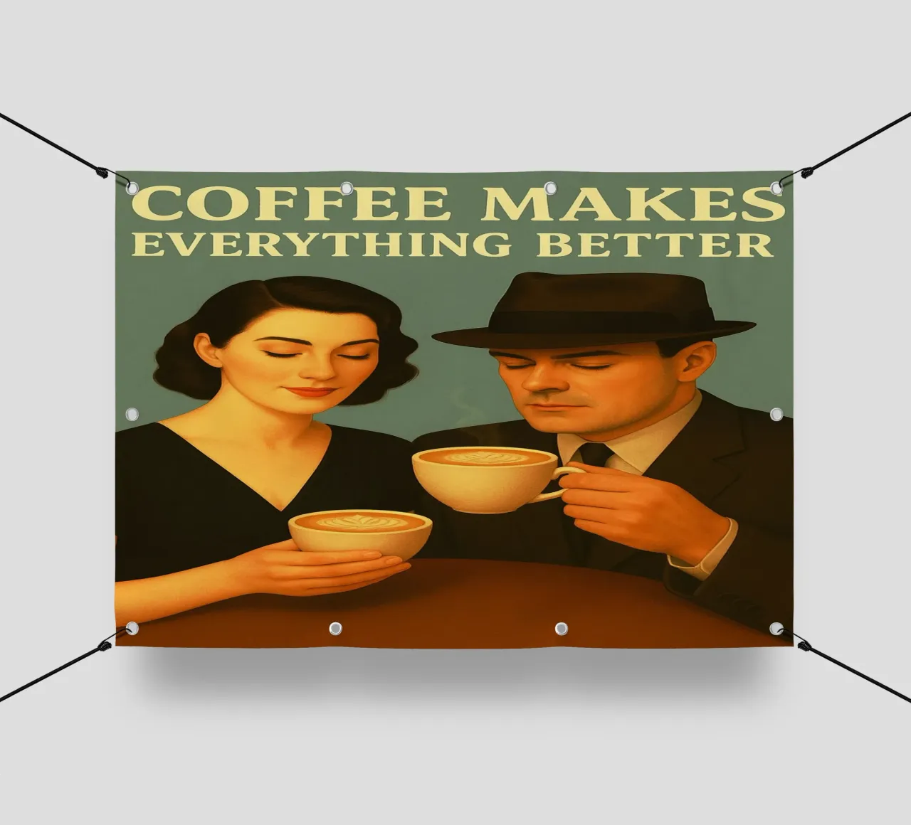 Il caffè migliora tutto telo in pvc da Rawdenox