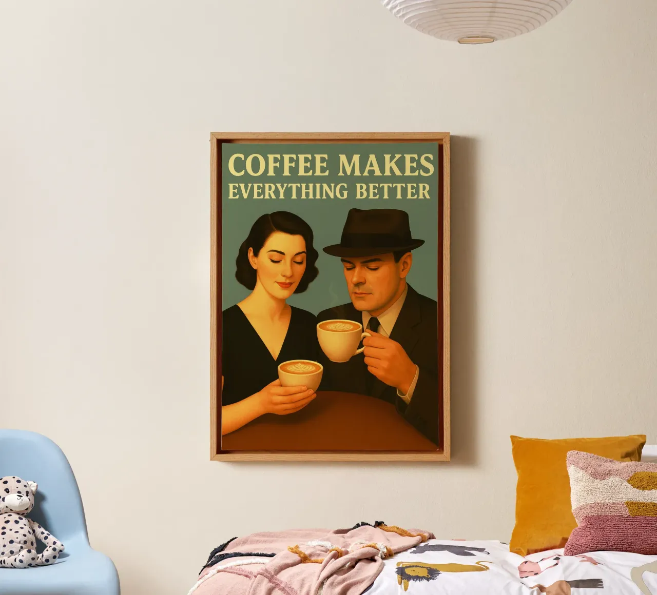 Il caffè migliora tutto tela con Cornice a cassetta da Rawdenox